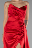 Robe de Soirée Longue Satin Rouge ABU4093