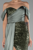 Robe de Soirée Longue Squameuse Kaki ABU4085