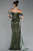 Robe de Soirée Longue Squameuse Kaki ABU4085