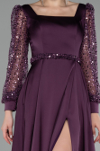 Robe de Soirée Longue Satin Violet ABU4121