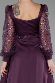Robe de Soirée Longue Satin Violet ABU4121
