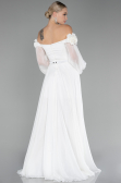 Robe de Soirée Longue Mousseline Blanc ABU4130