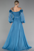 Robe de Soirée Longue Mousseline Indigo ABU4130