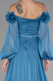 Robe de Soirée Longue Mousseline Indigo ABU4130