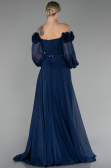 Robe de Soirée Longue Mousseline Bleu Marine ABU4130