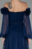 Robe de Soirée Longue Mousseline Bleu Marine ABU4130
