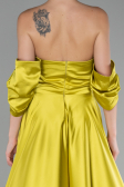 Robe de Soirée Longue Satin Pistache vert ABU4132
