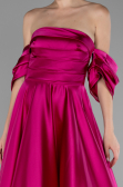 Robe de Soirée Longue Satin Fushia ABU4132
