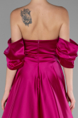 Robe de Soirée Longue Satin Fushia ABU4132