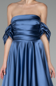 Robe de Soirée Longue Satin Indigo ABU4132