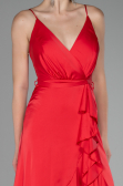 Robe de Soirée Devant Court Dos Long Satin Rouge ABO109