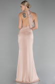 Robe de Soirée Longue Satin Beige ABU4109