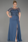 Robe De Fiançailles Grande Taille Mousseline Longue Indigo ABU3731