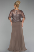 Robe de Soirée Grande Taille Longue Mousseline Cappuccino ABU4075