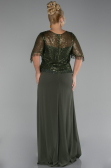 Robe de Soirée Grande Taille Longue Mousseline Kaki ABU4075