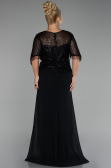 Robe de Soirée Grande Taille Longue Mousseline Noir ABU4075
