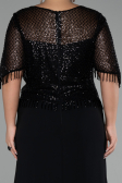 Robe de Soirée Grande Taille Longue Mousseline Noir ABU4075