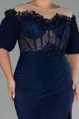 Robe de Soirée Grande Taille Longue Bleu Marine ABU4100