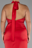 Robe de Soirée Grande Taille Longue Satin Rouge ABU4110