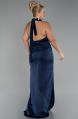 Robe de Soirée Grande Taille Longue Satin Bleu Marine ABU4110