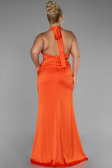 Robe de Soirée Grande Taille Longue Satin Orange ABU4110