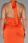 Robe de Soirée Grande Taille Longue Satin Orange ABU4110