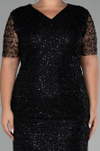 Robe de Soirée Grande Taille Midi Noir ABK2116