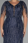 Robe De Soirée Grande Taille Longue Bleu Marine ABU4146