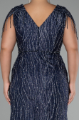 Robe De Soirée Grande Taille Longue Bleu Marine ABU4146