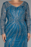 Robe de Soirée Grande Taille Longue Lacé Vert Pétrole ABU4052