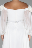 Robe de Soirée Grande Taille Longue Mousseline Blanc ABU4131