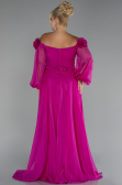 Robe de Soirée Grande Taille Longue Mousseline Fushia ABU4131
