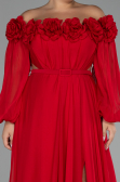 Robe de Soirée Grande Taille Longue Mousseline Rouge ABU4131