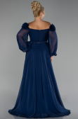 Robe de Soirée Grande Taille Longue Mousseline Bleu Marine ABU4131