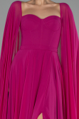 Robe de Soirée Longue Mousseline Fushia ABU4158