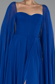Robe de Soirée Longue Mousseline Bleu Saxe ABU4158