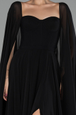 Robe de Soirée Longue Mousseline Noir ABU4158