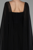 Robe de Soirée Longue Mousseline Noir ABU4158