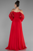 Robe de Soirée Longue Mousseline Rouge ABU4165