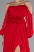 Robe de Soirée Longue Mousseline Rouge ABU4165