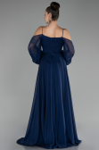 Robe de Soirée Longue Mousseline Bleu Marine ABU4165