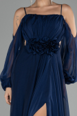 Robe de Soirée Longue Mousseline Bleu Marine ABU4165