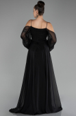Robe de Soirée Longue Mousseline Noir ABU4165