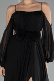 Robe de Soirée Longue Mousseline Noir ABU4165