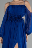 Robe de Soirée Longue Mousseline Bleu Saxe ABU4165