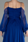 Robe de Soirée Longue Mousseline Bleu Saxe ABU4165