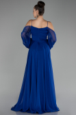 Robe de Soirée Longue Mousseline Bleu Saxe ABU4165