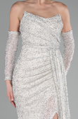 Robe de Soirée Longue Perlé Beige ABU4163