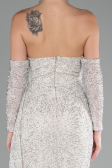 Robe de Soirée Longue Perlé Beige ABU4163
