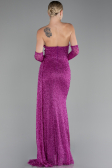 Robe de Soirée Longue Perlé Fushia ABU4163